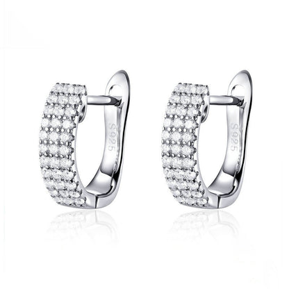 Classic silver hoop earrings with sparkling zircon