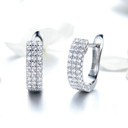 Classic silver hoop earrings with sparkling zircon