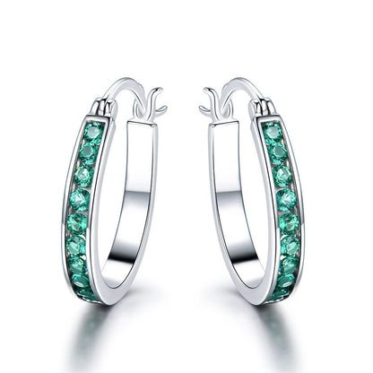 Brilliant silver hoop earrings with zirconium crystals