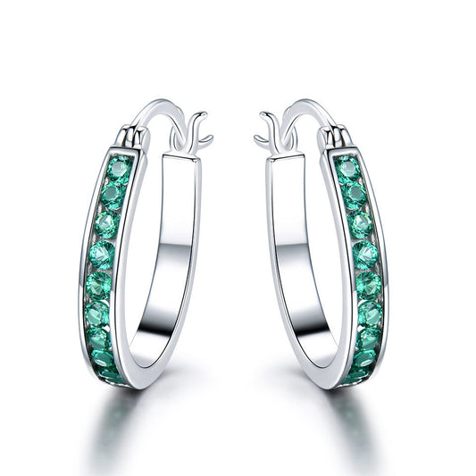 Brilliant silver hoop earrings with zirconium crystals