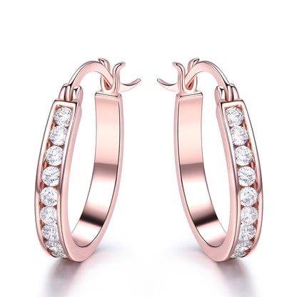 Brilliant silver hoop earrings with zirconium crystals