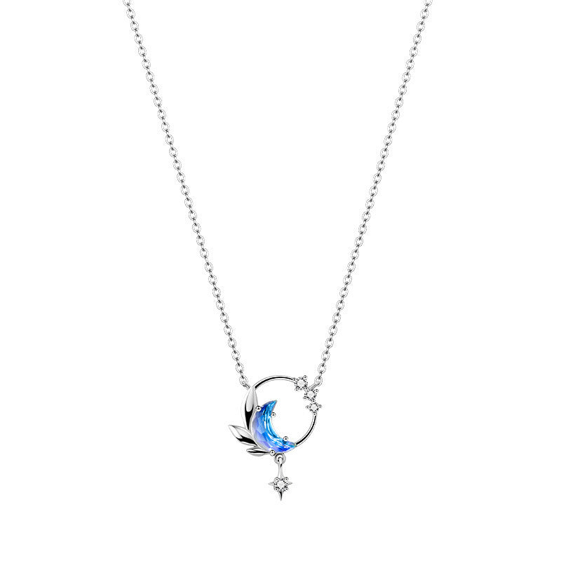 Moon Star Necklace in Sterling Silver