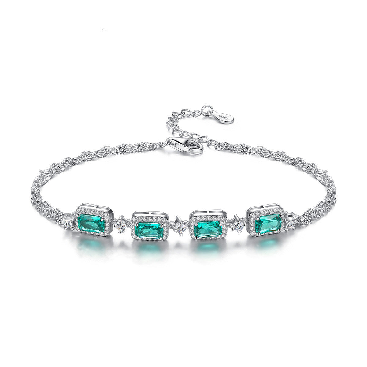 Emerald Crystal Bracelet in Sterling Silver