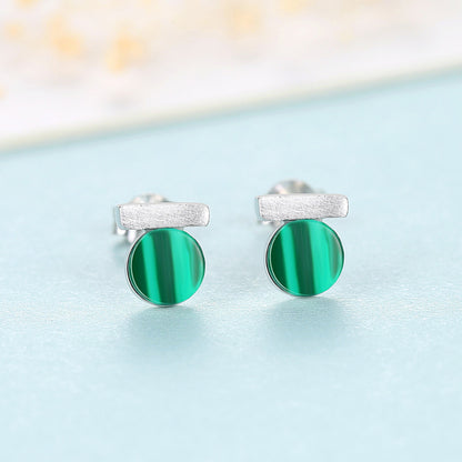 Korean style sterling silver malachite stud earrings