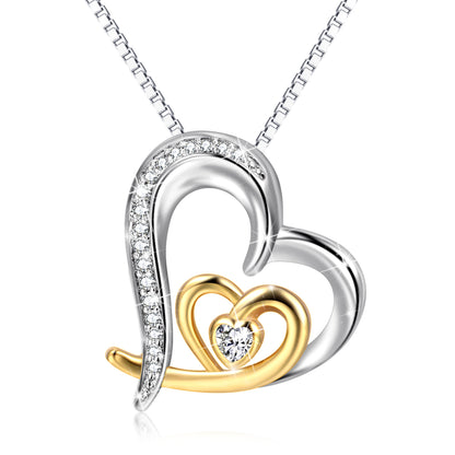 Sterling silver heart necklace with zircon crystals