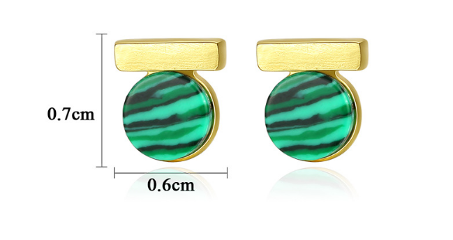 Korean style sterling silver malachite stud earrings