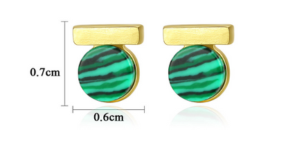 Korean style sterling silver malachite stud earrings