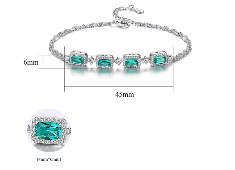 Emerald Crystal Bracelet in Sterling Silver