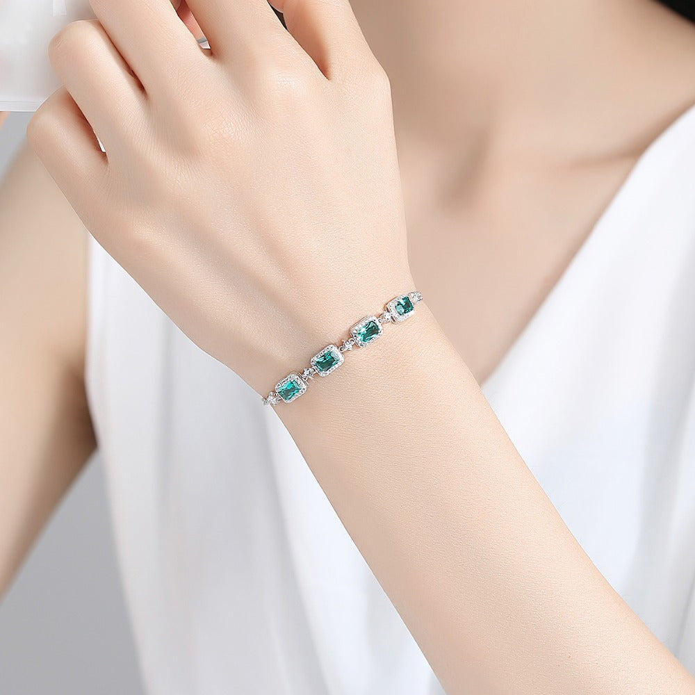 Emerald Crystal Bracelet in Sterling Silver