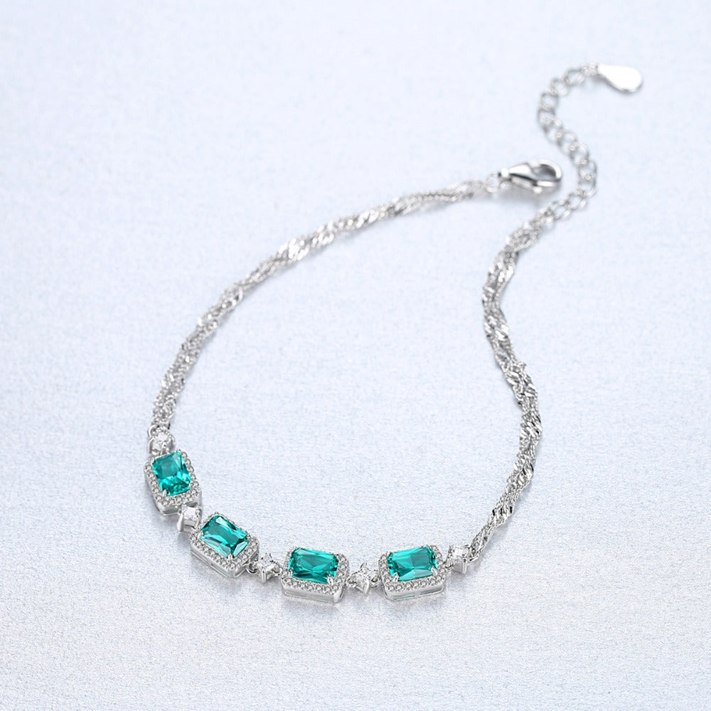 Emerald Crystal Bracelet in Sterling Silver