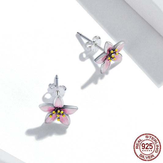 Cherry Blossom Silver Stud Earrings - Sakura Stud Earrings - Japanese Cherry Blossom Earrings