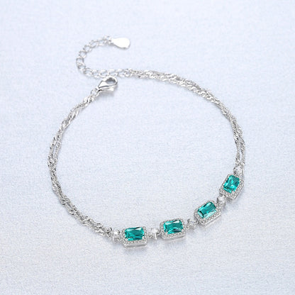 Emerald Crystal Bracelet in Sterling Silver