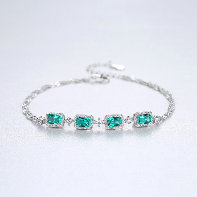 Emerald Crystal Bracelet in Sterling Silver