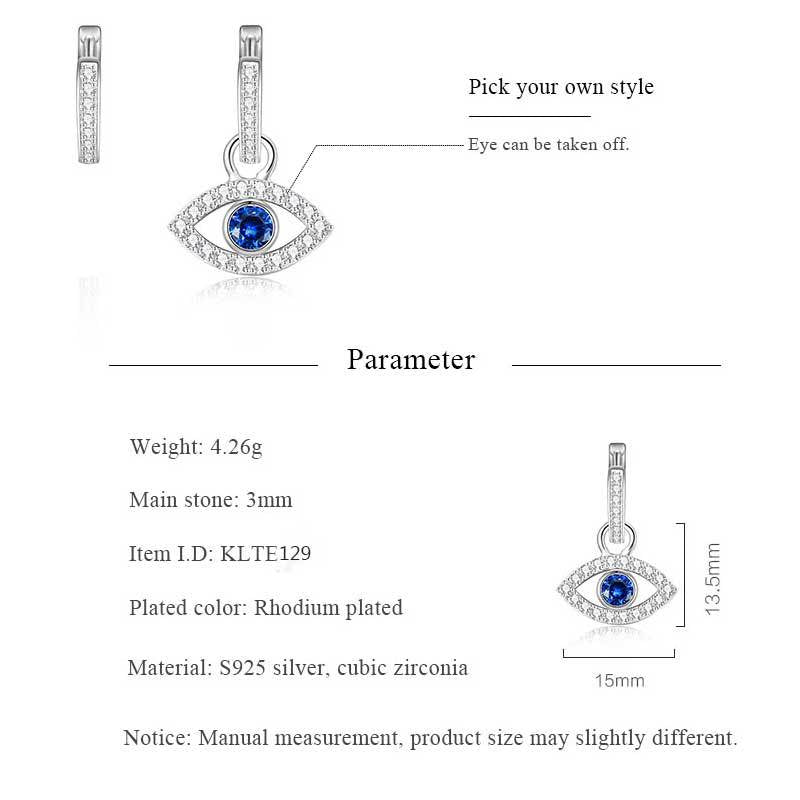 Funkelnde Silberohrringe mit Bösem Blick Anhänger, Nazar Silberohrringe
