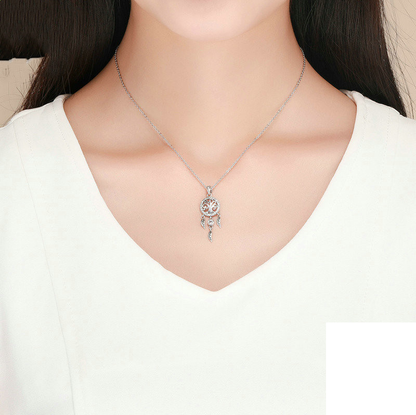 Sterling silver necklace with dream catcher zircon crystal